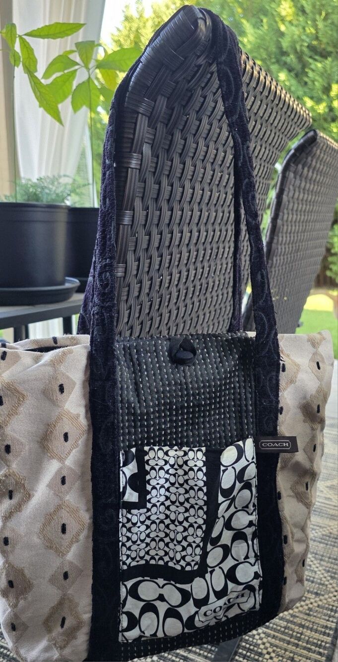 Coach Patchwork / Hobo Bag Purse With a Coach Scarf - Picture 3 of 13